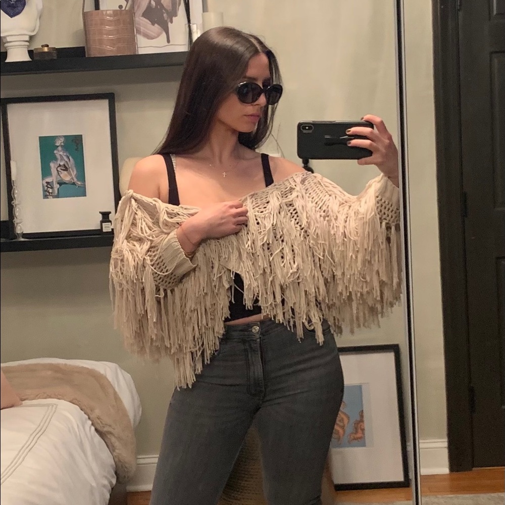 Knit Fringe Sweater - Dusty PInk